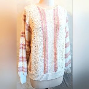 Vintage Le Moda loose stitch knit scoopneck sweater. XL.